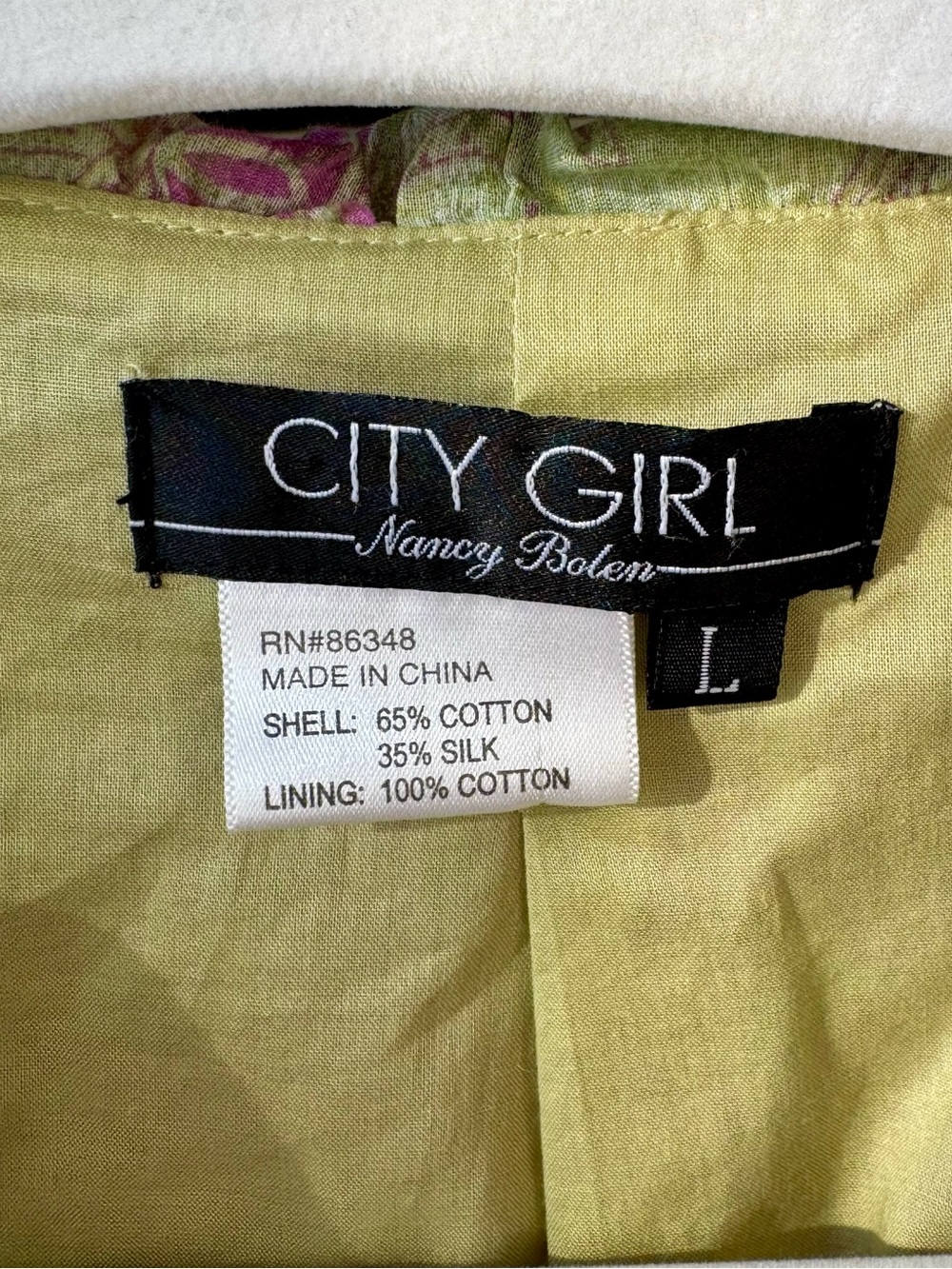 Vintage City Girl Nancy Bolen Pink Green Silk Blend Ruffle Blazer L - Picture 6 of 6